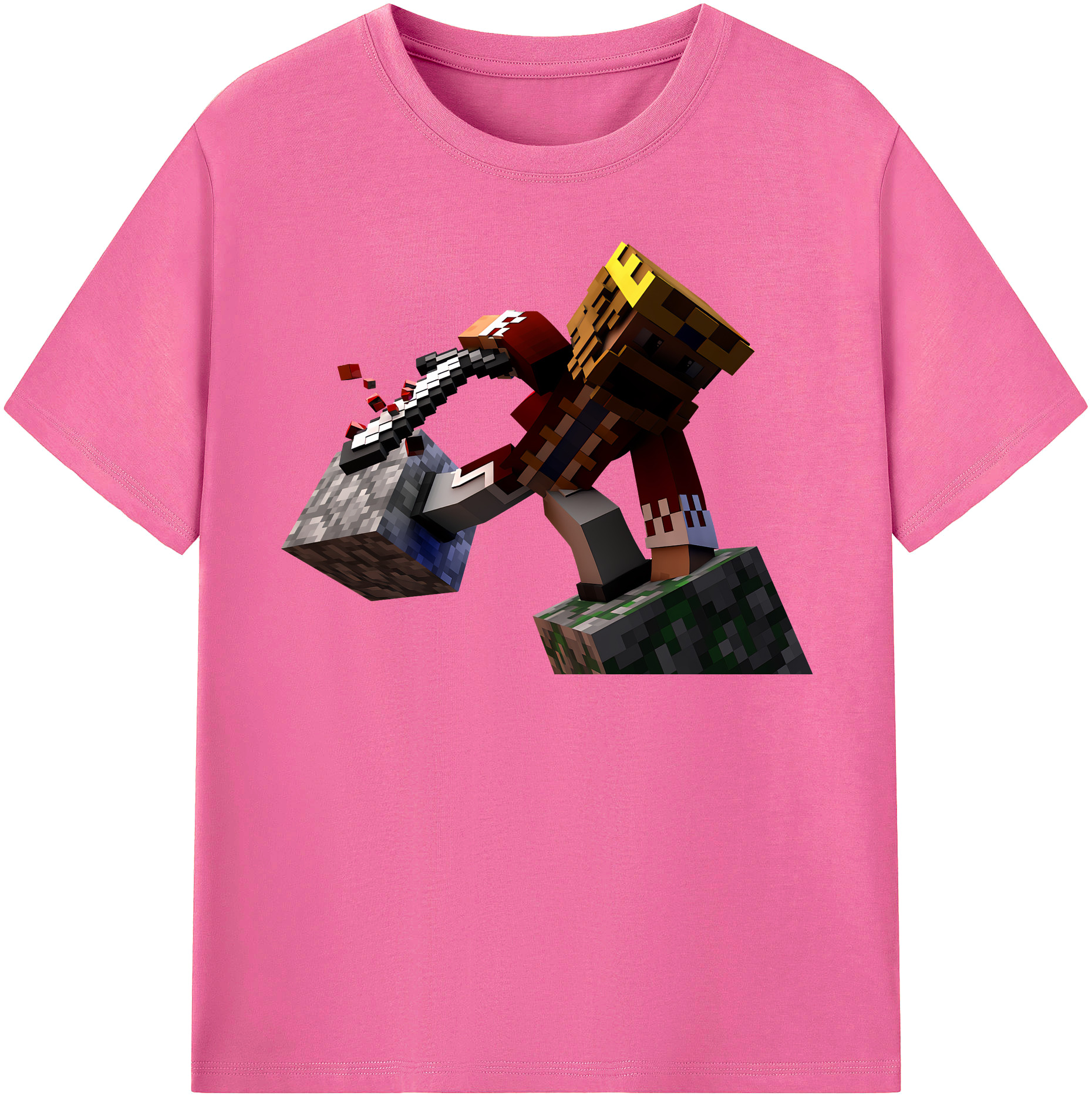 （画像用） マインクラフト ブロックの世界 Minecraft MC Block world レディースカジュアルプリントTシャツ（綿100％）